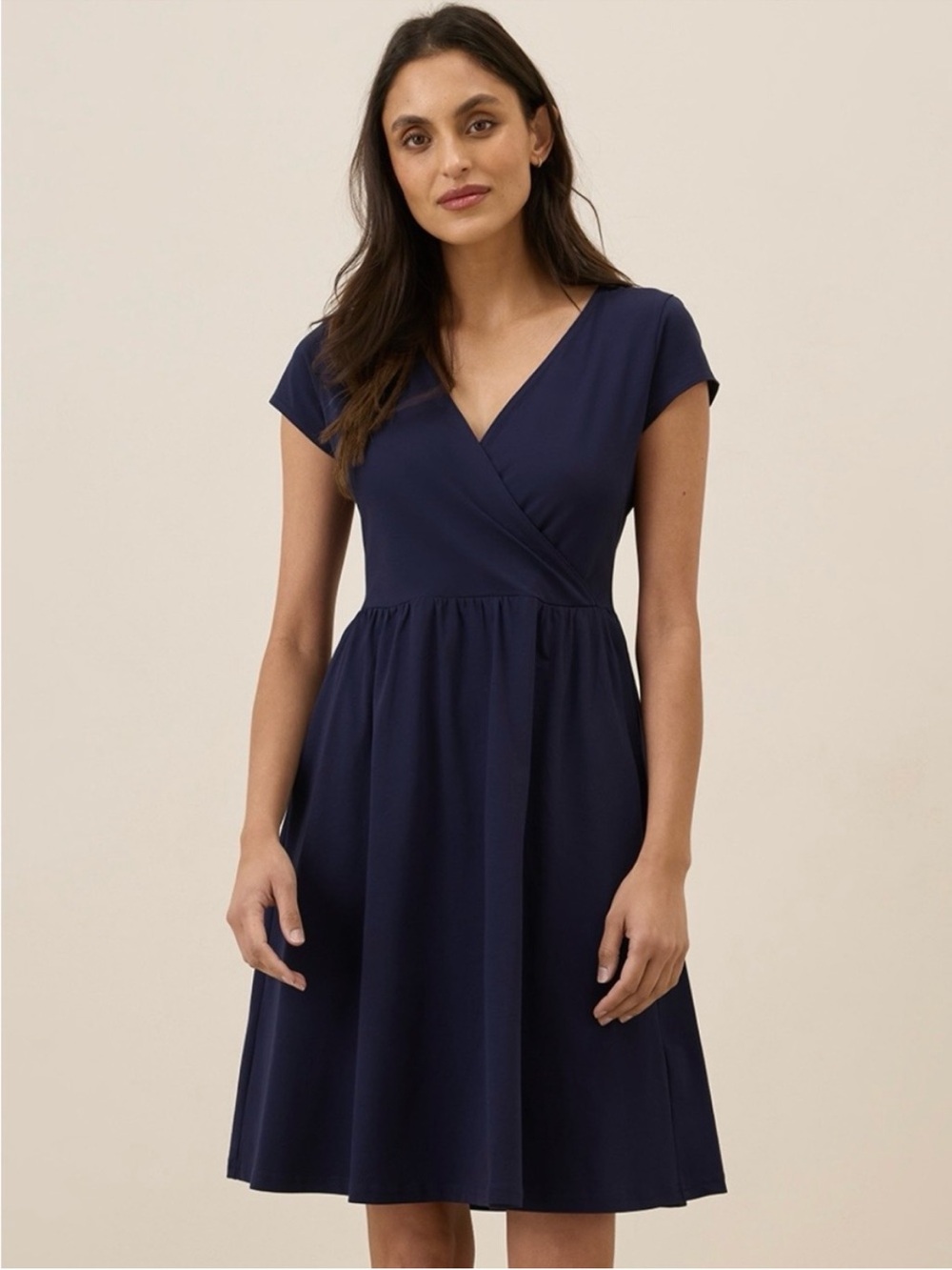 Pact Organic Cotton Crossover Fit & Flare Dress Blue Size Small